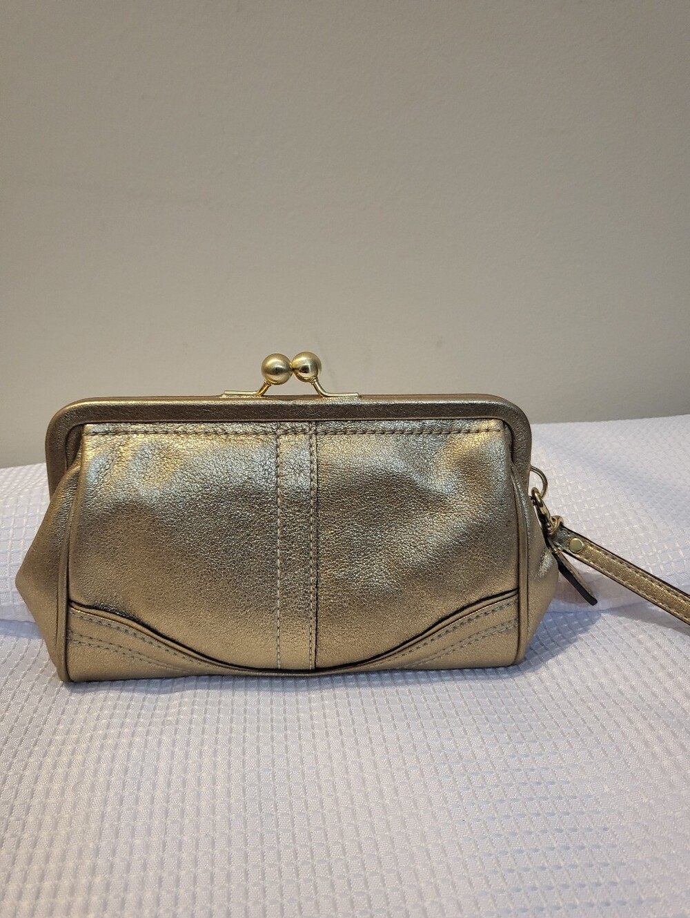 Coach Metallic Gold Wristlet Clutch